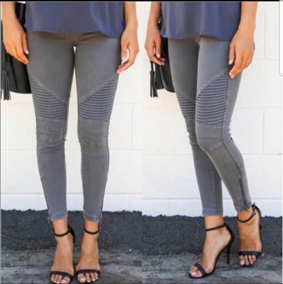 Olive moto jean leggings with ankle zipper - Picture 7 of 8